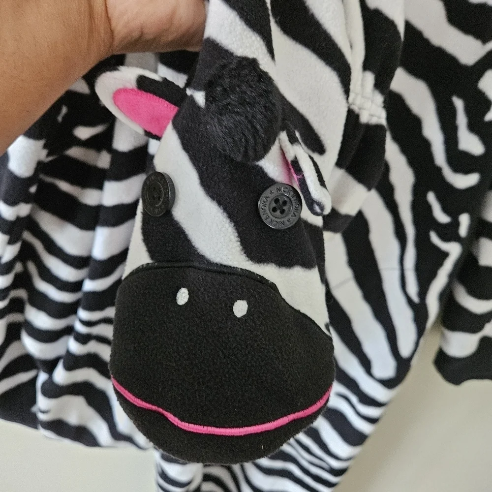 Nick And Nora Black & White Zebra Footed Onesie Pajamas